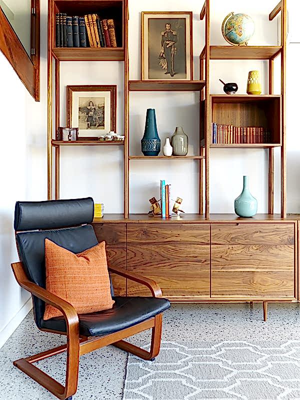 Custom American walnut joinery in Yarraville townhouse