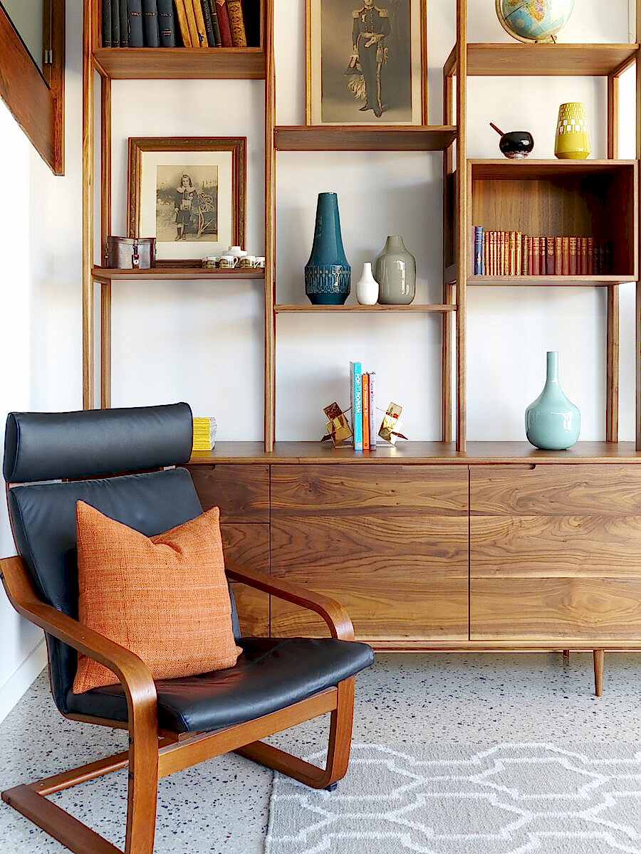Custom American walnut joinery in Yarraville townhouse